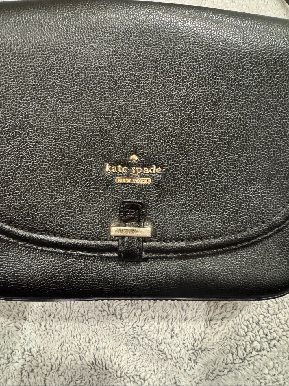 kate spade Black Pebbled Leather Crossbody Bag with Gold Accent